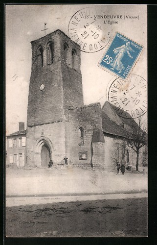 Cpa vendeuvre eglise 1921 - vendeuvre,,
