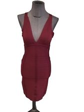 Magnifique Et Authentique Robe Strech Bordeaux Modèle Jada Hervé Léger 34/36 