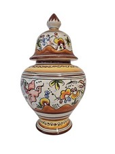 Jolie Ancienne Potiche Peint A