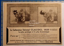 CARBURATEUR CLAUDEL  1920 publicité advert cutout