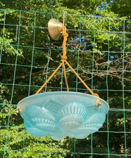 Vasque bleu lagon coquillage en verre - lustre 1910-30