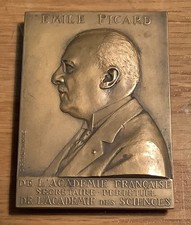 Plaquette Bronze Emile Picard Par G.Prud’homme.1927