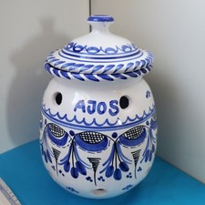 POT A AIL OLLA DE AJOS CON TAPA CERAMIQUE EMAILLE BLEU SIGNE PORT A PRIX COÛTANT