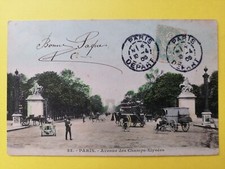 CPA FRANCE PARIS Écrite en 1906 Avenue des Champs Élysées PÂQUES Decauville