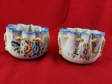  Faïence de Nevers Trousseau  Paire de Cache-Pot , fin XIXème Ancien .