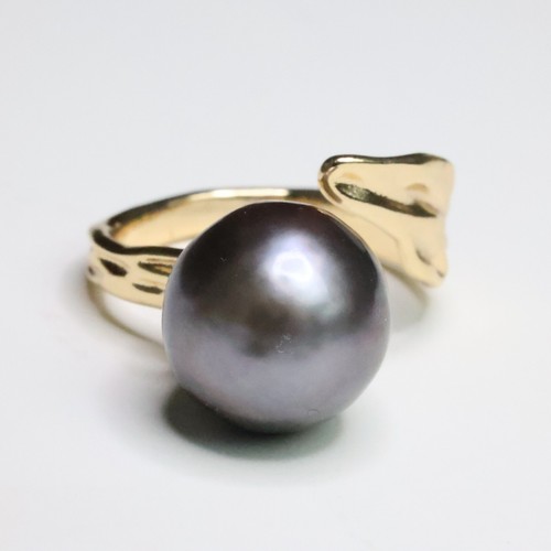 Bague raffinée perle noire - bague, en