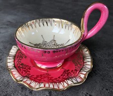 Tasse vintage fantaisie signées A.D. André Dressinval décor main