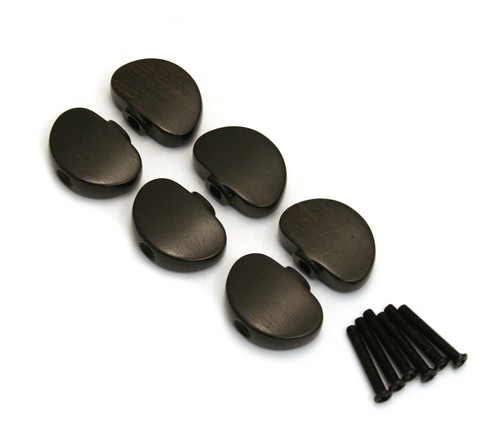 (6) Ebony Wood Buttons Grover