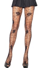 Collant Résille Large Tête de Mort Halloween Noir SEXY BAS NEUF