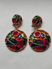 Clips boucles d'oreilles résine dorée breloque vintage DLG Jacky de G