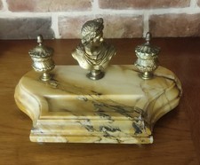 Encrier ancien en marbre  et bronze  buste  APOLLON DU BELVEDERE  XIXᵉ siècle