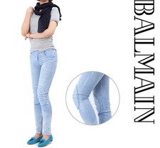 Balmain Slim biker bleu femme