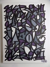 80X60 TOILE DE ROULLAND T SKRED tag peinture street art VIOLET tableau deco