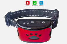 Collier Anti-Aboiement pour Chien Rechargeable USB 7 Niveaux Vibration Rouge