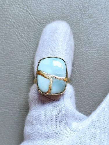 Bague kintsugi larimar - bague,