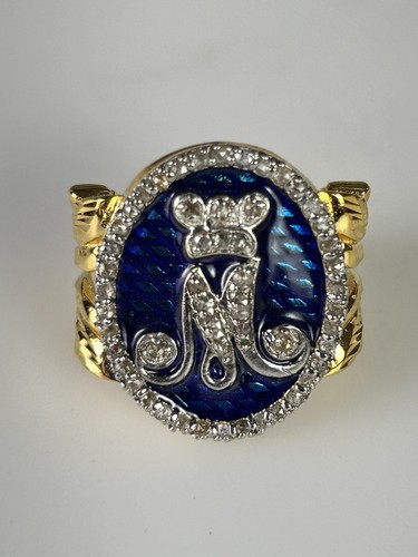 Bague alphabet émaillé bleu