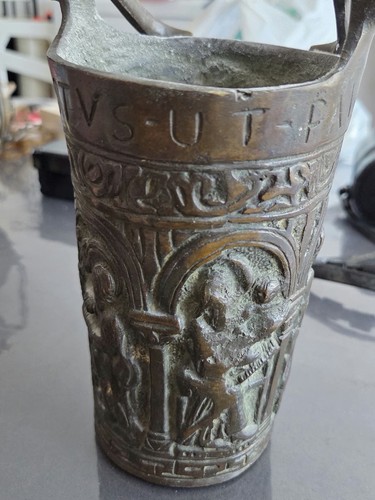 Bénitier bronze 18e - bronze,