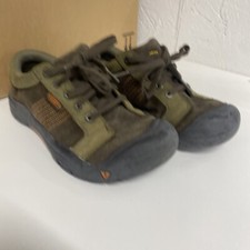 Keen Austin Brun Olive Cuir Lacé Sneaker Chaussure Taille 4 Jeune/Adulte #N3