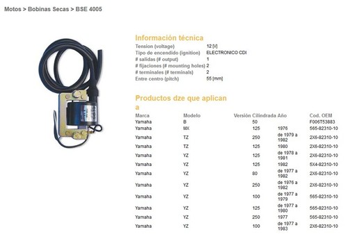 Bobine allumage dze yamaha - bobine, d'allumage
