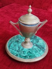 Encrier ancien en bronze et malachite 18ème 