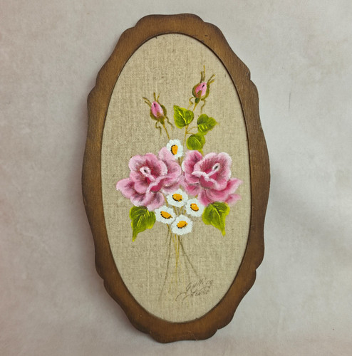 Tableau ovale fleurs - tableau,