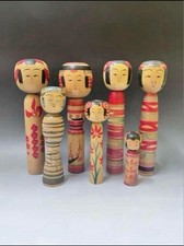 Lot de 7 poupées anciennes japonaises en bois KOKESHI Japon 13 cm-30 cm #0015