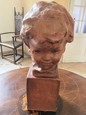 BUSTE ENFANT TERRE CUITE AMADEO GENNARELLI Art Déco 1930