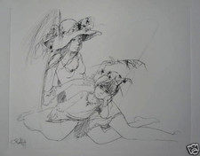 Jean-Batiste Valadié lithographie sur vélin signée dans la planche érotisme art