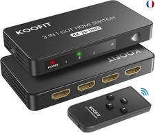 Multi HDMI, Multiprise Splitter Commutateur HDMI 4K Switch 3 Entrées 1 Sortie, 