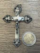 ancienne pendentifs croix pectorale christ en argent massif et nacre