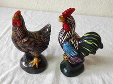 Anciens Objets déco en céramiques Coq et Poule 14 cm de haut