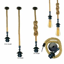 Kit de lampe de plafond vintage retro industriel en chanvre E27 avec corde