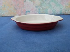 Plat à Four Ovale à Oreilles ÉMILE HENRY en Céramique Émaillée Rouge et Blanc