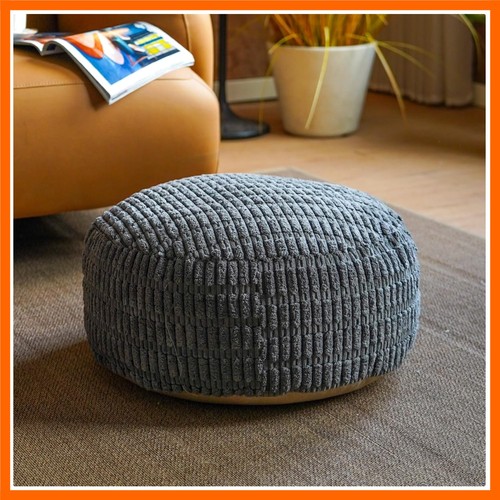 Round unstuffed pouf ottoman - pouf,