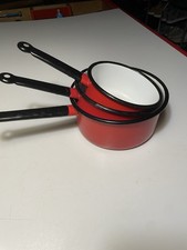 casseroles émaillée rouge Vintage