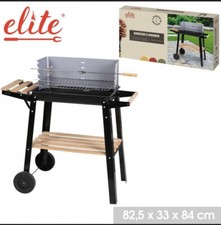 Barbecue Charbon Tourne Broche Tablette Repose Plat. étagère Bois. Sur Roulettes