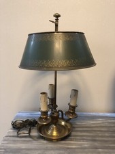 Lampe bouillotte 3 feux avec abat-jour en métal borde décoré style empire