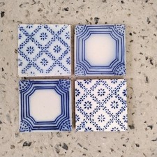 4 Anciens Carreaux Carrelages Faience De Desvres 11cm Tiles Azulejos Déco