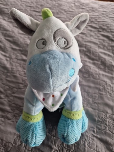 Doudou vache bleu gris - bleu,