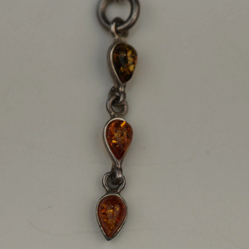Amber triple tear drop pendant - amber,