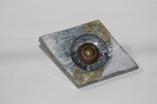 SONNETTE MARBRE GRIS ,Bouton Laiton , fonctionne.