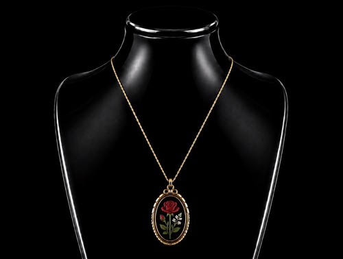 Collier plaqué rose rouge - or,