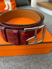 Ceinture HERMES Etriviere 40 en alligator 95 cm
