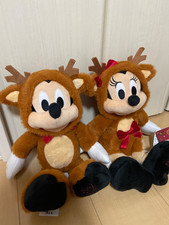 Lot de 2 peluches rennes Disney store Mickey & Minnie Mouse Noël Japon NEUF