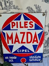 ANCIENNE PLAQUE EMAILLEE PUBLICITAIRE PILES MAZDA CIPEL
