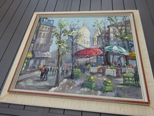 PLACE du TERTRE, Montmartre, Sacré Coeur, huile sur toile, Paris, à identifier ?