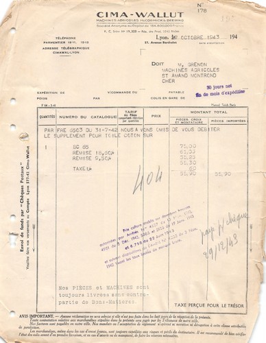 1943 machines agricoles cima - 1943,