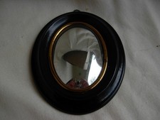 MIROIR SORCIERE MINIATURE,FORME OVALE,CADRE BOIS NOIRCI,EPOQUE FIN 19ème