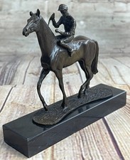 Cheval Jockey Racing Equine Art Hommage Thoroughbred Bronze Marbre Statue Gift
