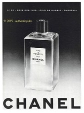 PUBLICITE CHANEL N°5 EAU DE TOILETTE N°22 BOIS DES ILES CUIR DE RUSSIE 1956 AD